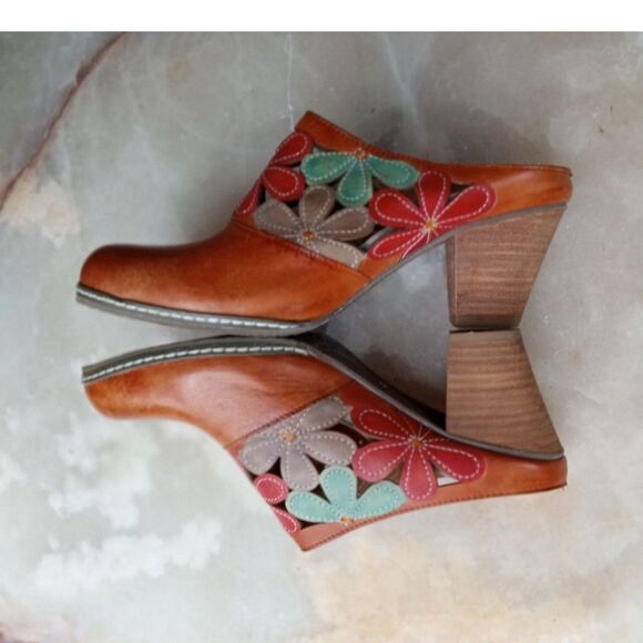 L' Artiste by Spring Step, Tan Leather Helga Mules Size EU 40 - Picture 6 of 10